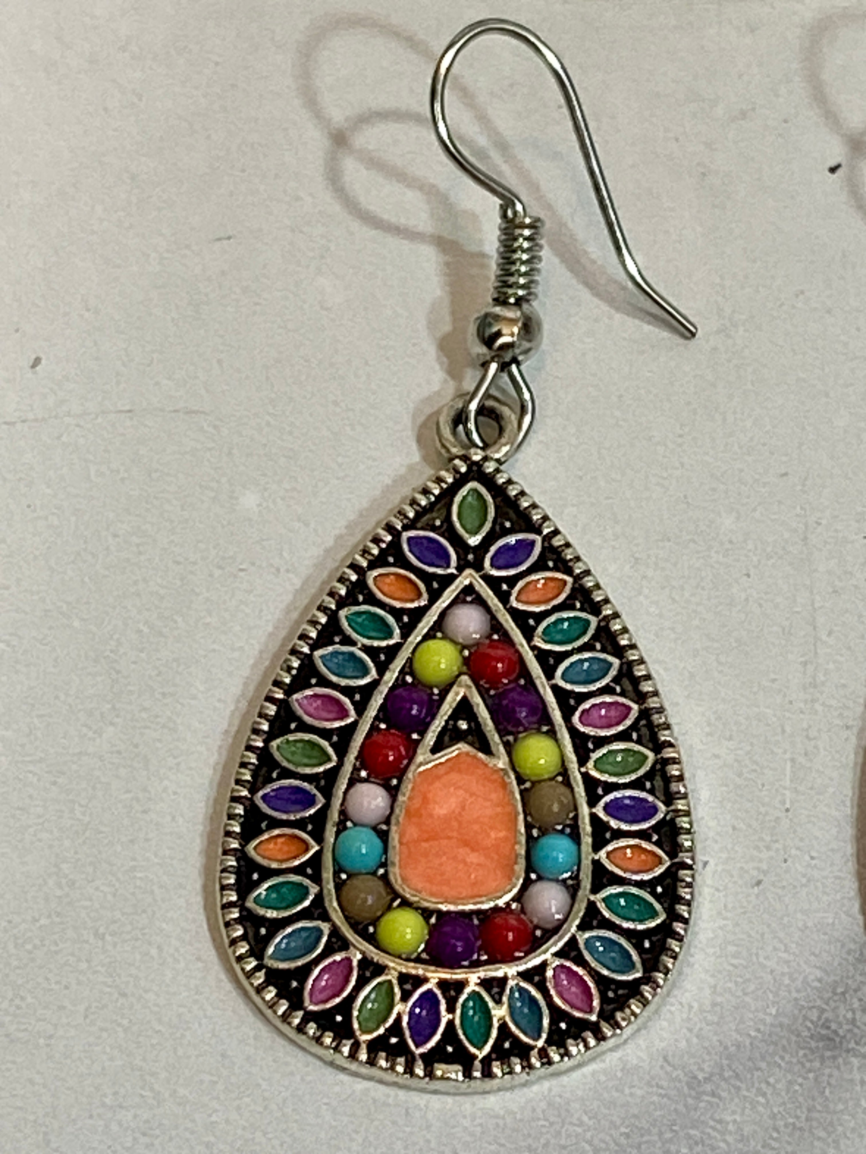 Colorful festival teardrop earring