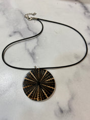 Brown and Beige Nautilus Shell Round Slice Pendant