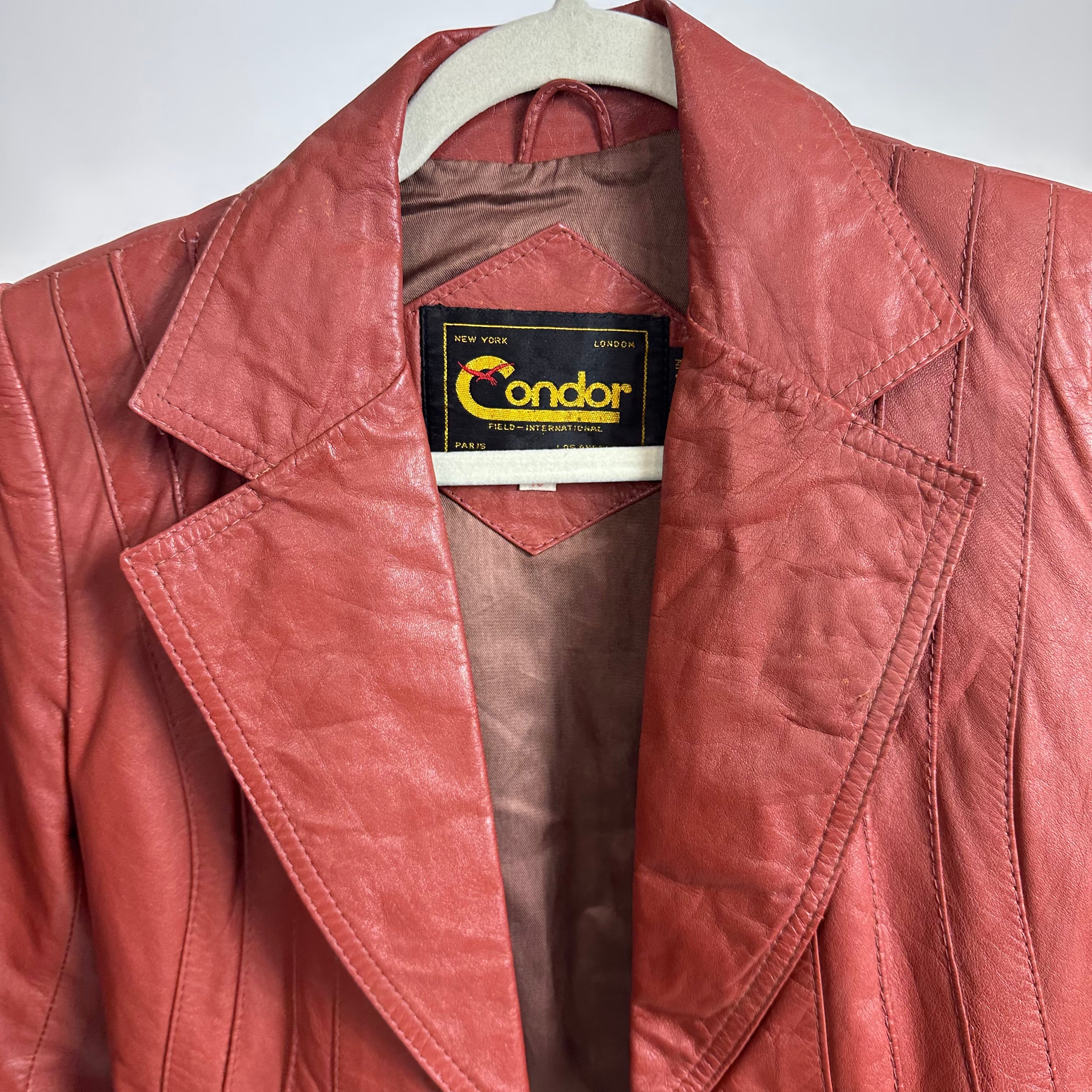 Vintage 1970s Burnt Red Leather Jacket (XS/S)