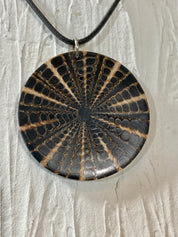 Brown and Beige Nautilus Shell Round Slice Pendant