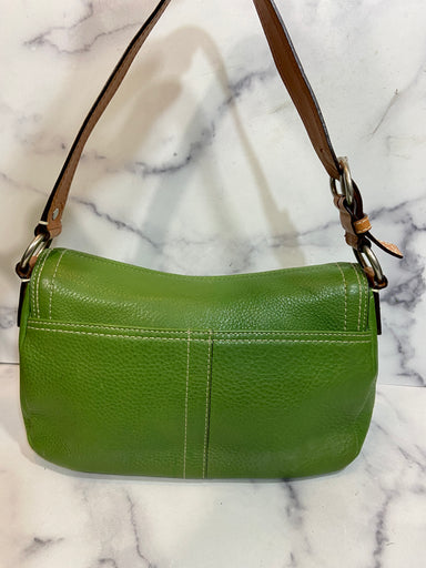 Vintage Coach Bag Station Bag in Forest Green Leather Coach 