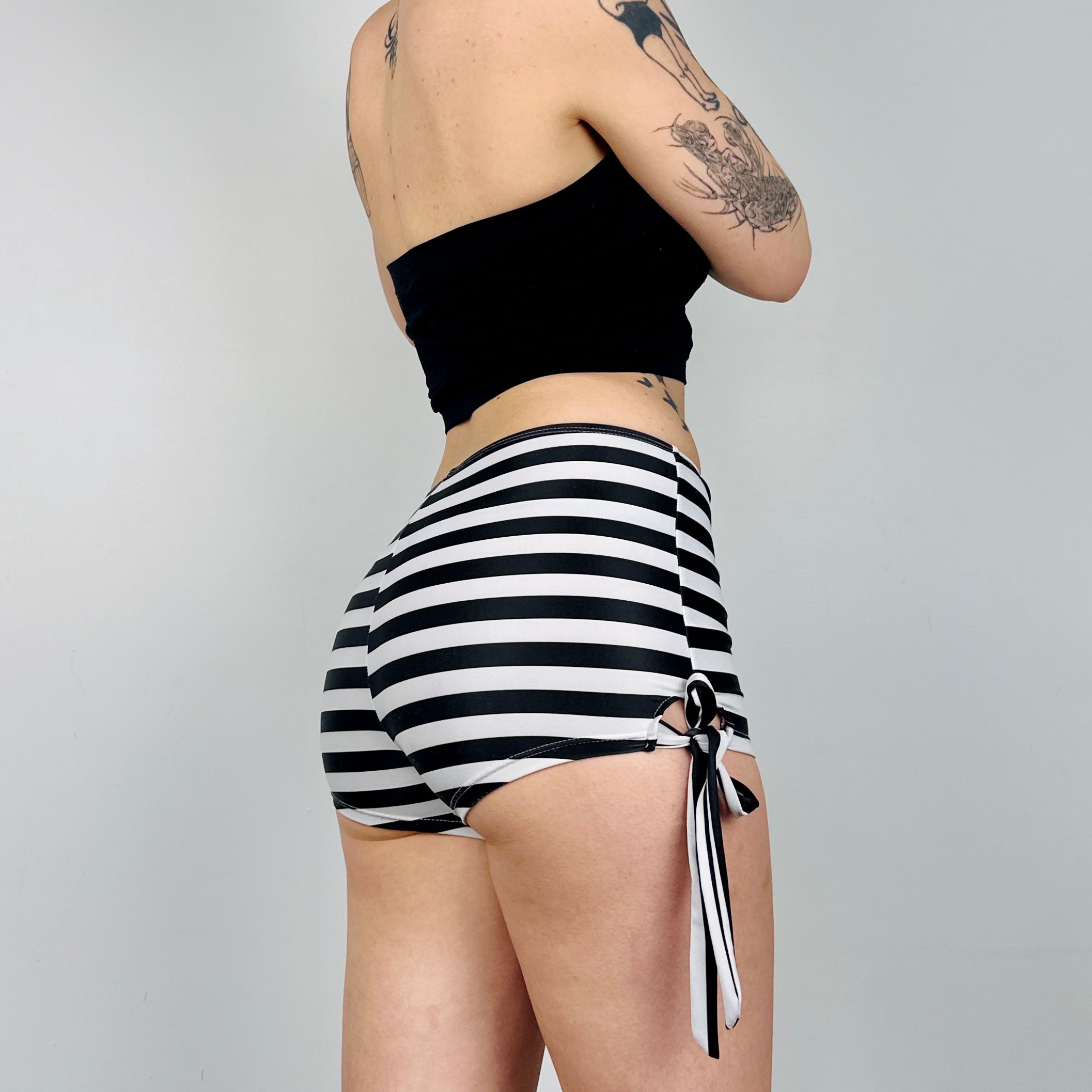 Tie Side Striped Hot Shorts (XS)