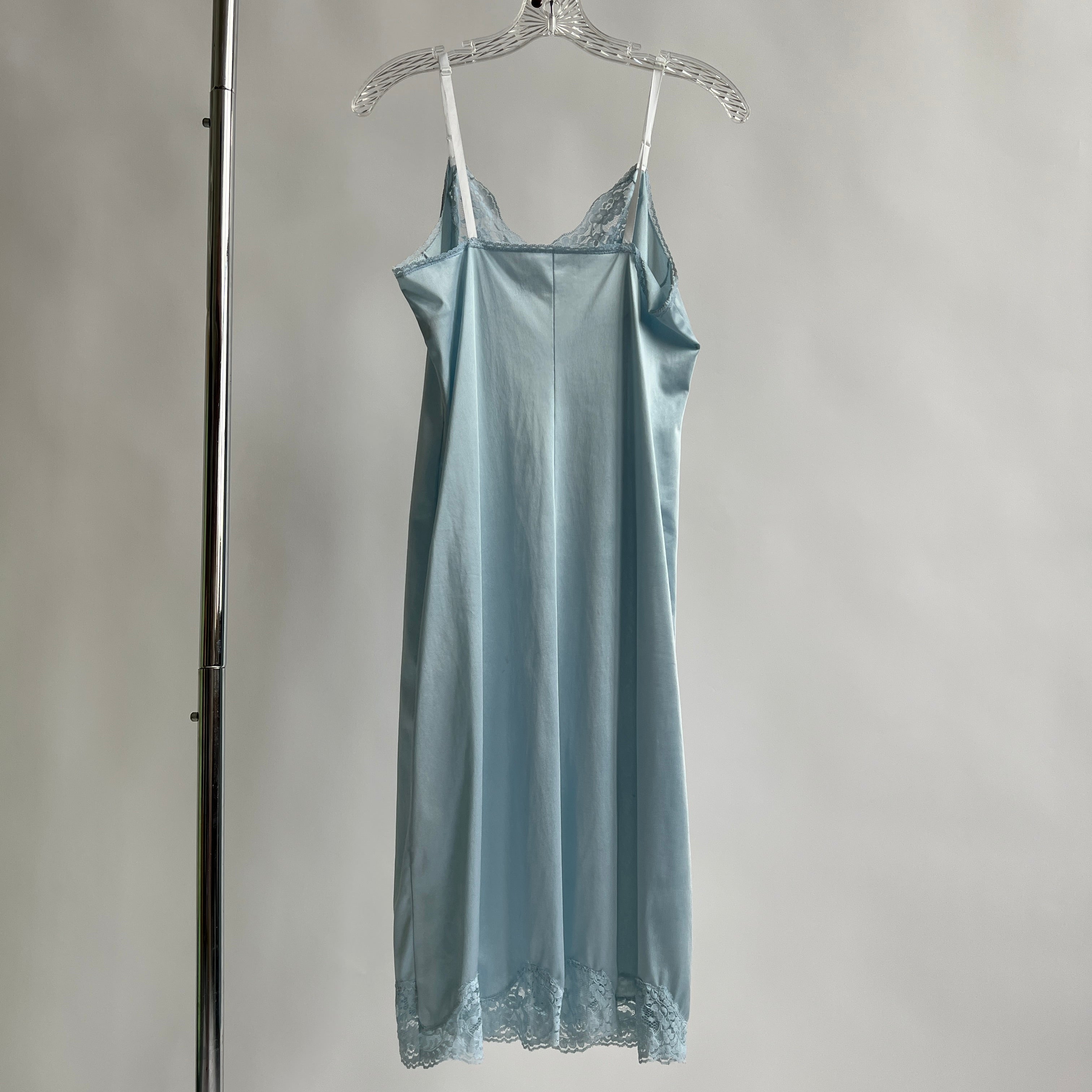 Baby blue hand dyed midi slip -L
