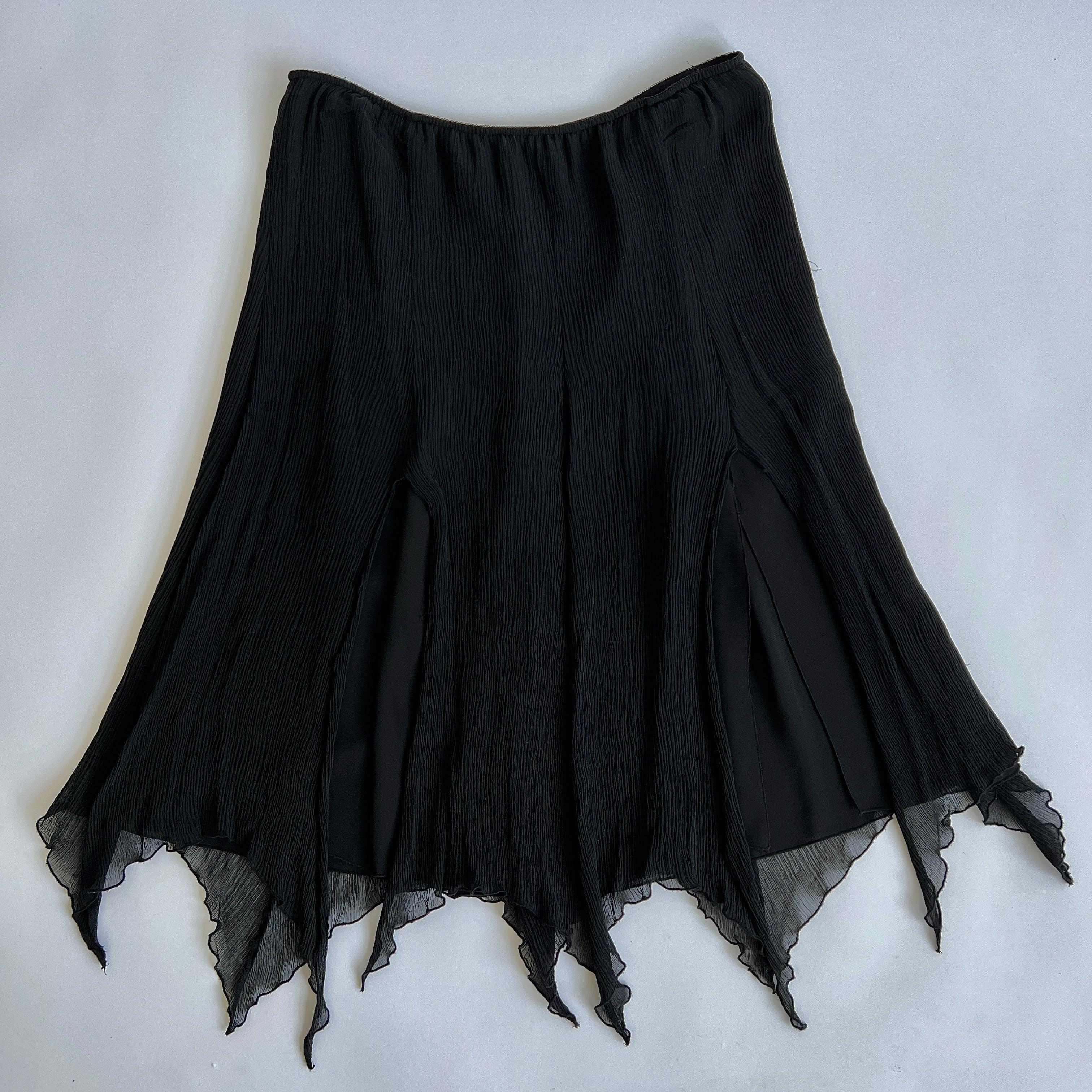 Black silk fairy midi skirt - L/XL
