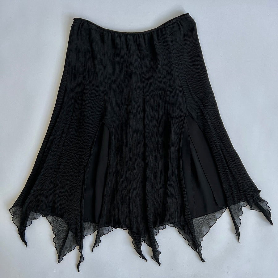 Black silk fairy midi skirt - L/XL