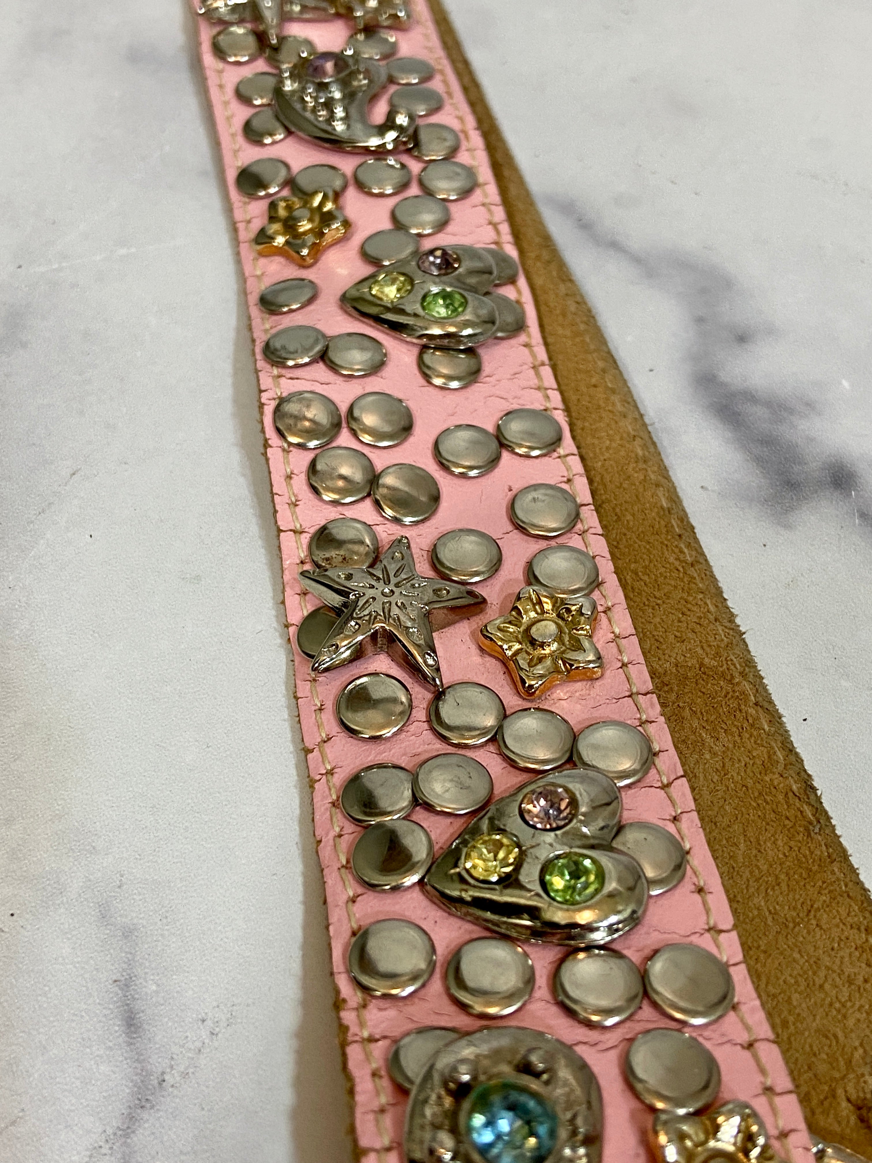 Vintage pink leather belt