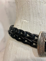 Western Braided black leather belt