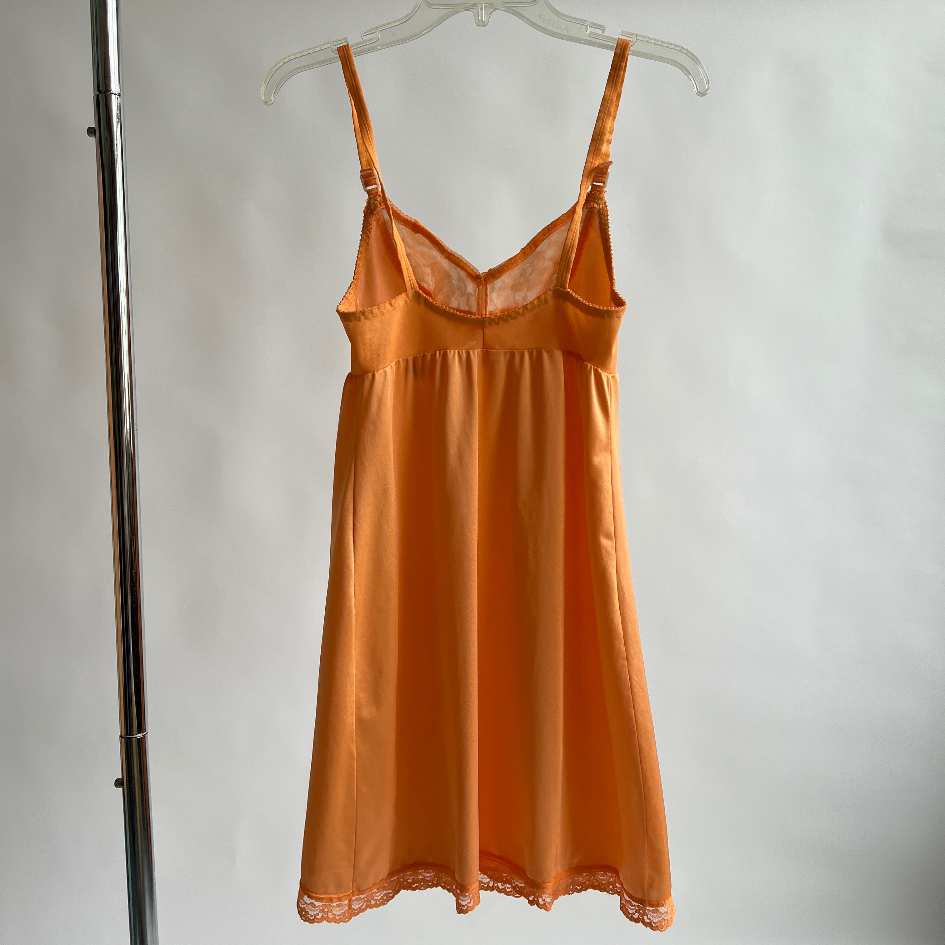 Peach hand dyed vintage mini slip dress - S/M
