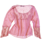 Vintage Sheer Pink Lacy Top (M)