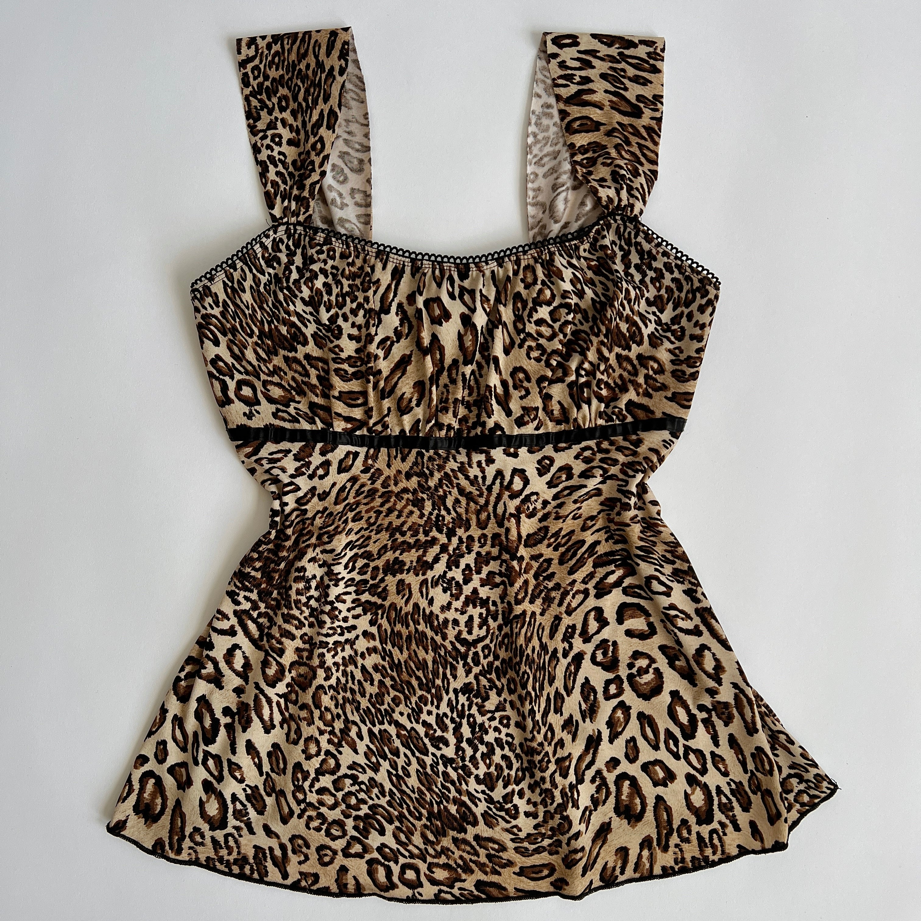 Y2K leopard babydoll top - L