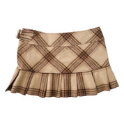 Wooly Plaid Pleated Mini Skirt (M)