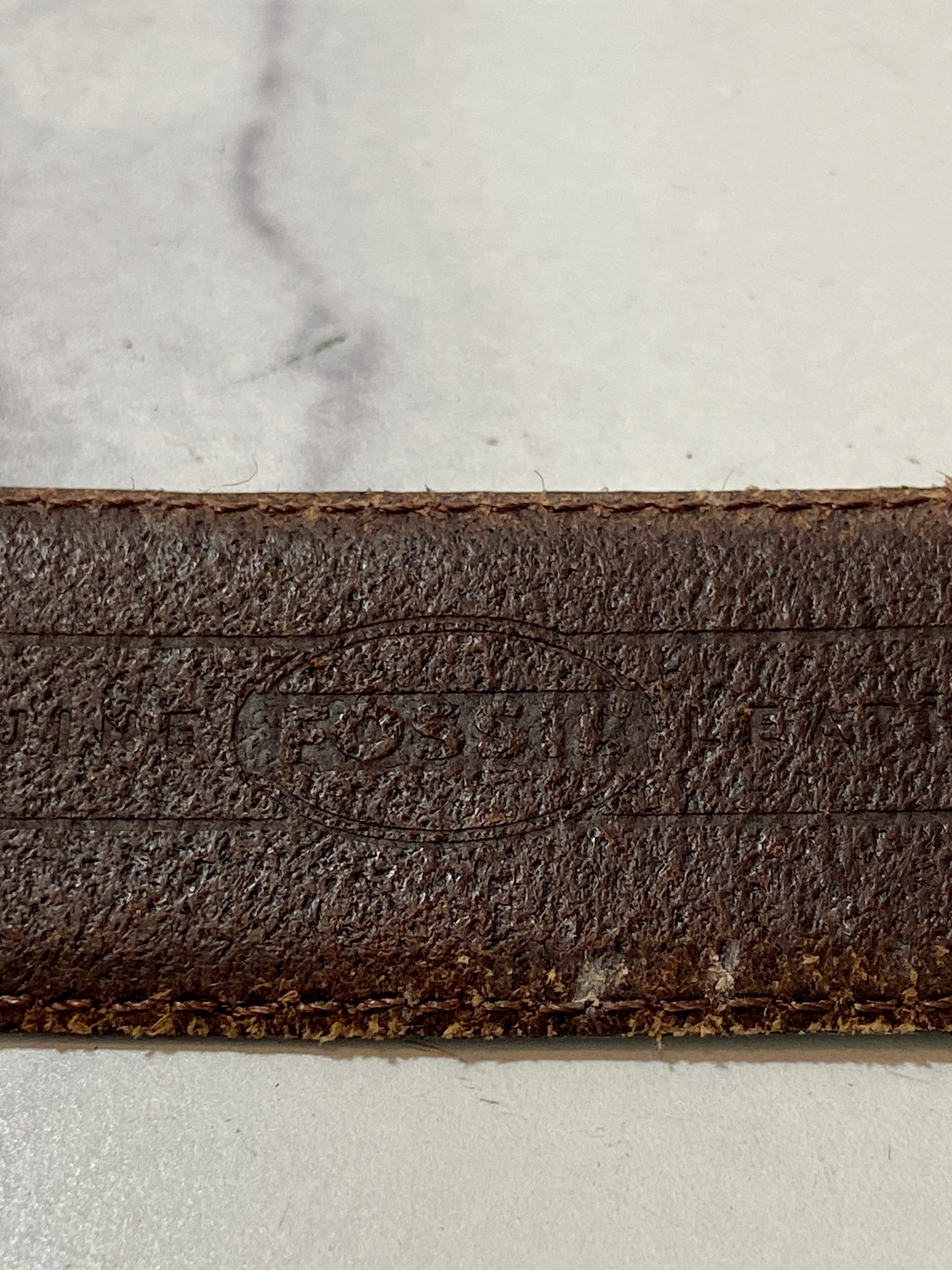 Vintage Brown Leather Belt with Silver Medallions