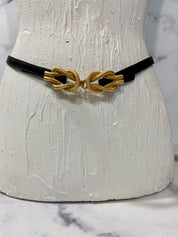 Vintage skinny gold tone black belt