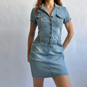 Y2K Belted denim dress (M/L)