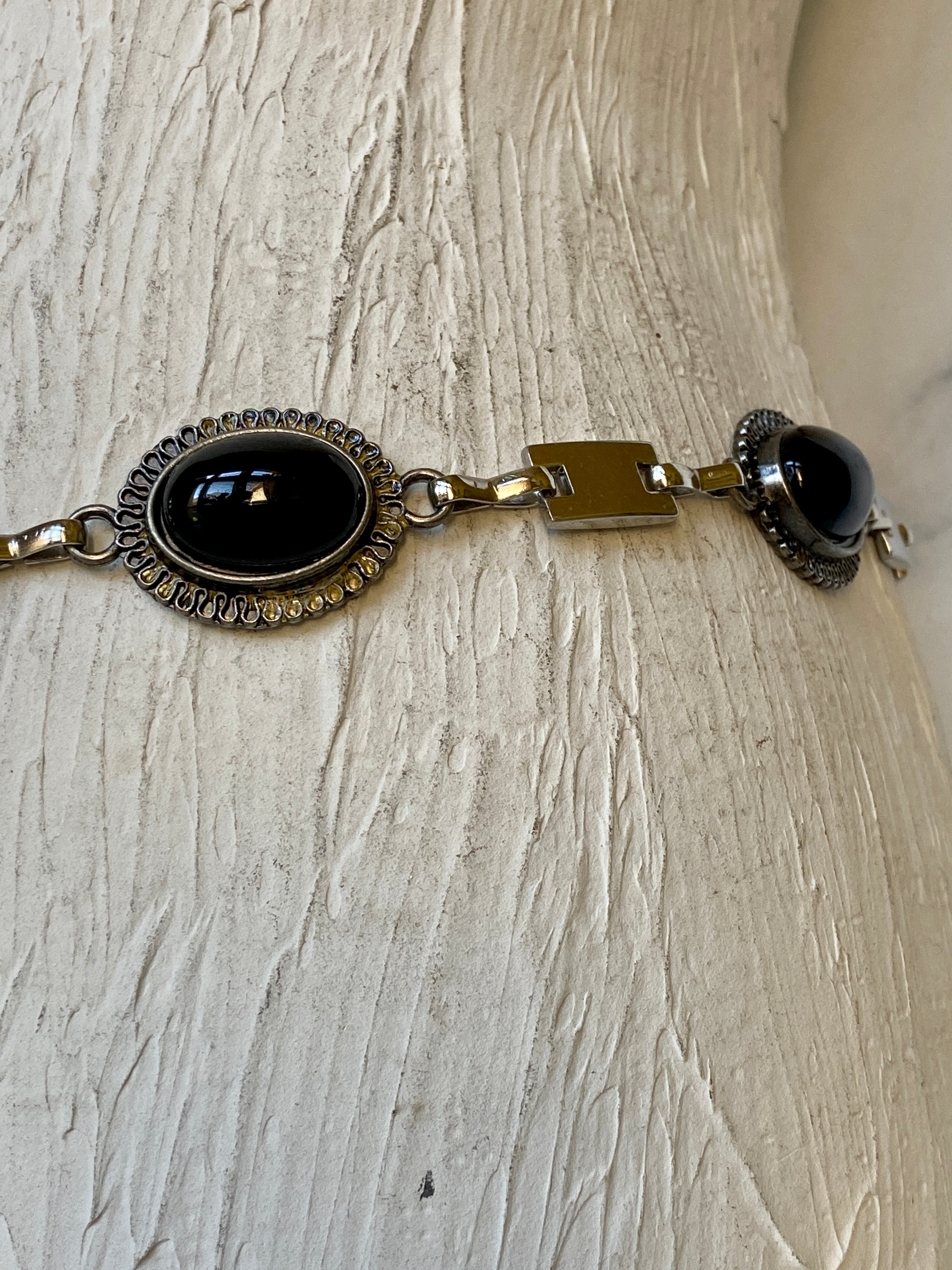 Black and vintage silver belt