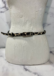 Cow Print Faux Pony Hair Thin Belt