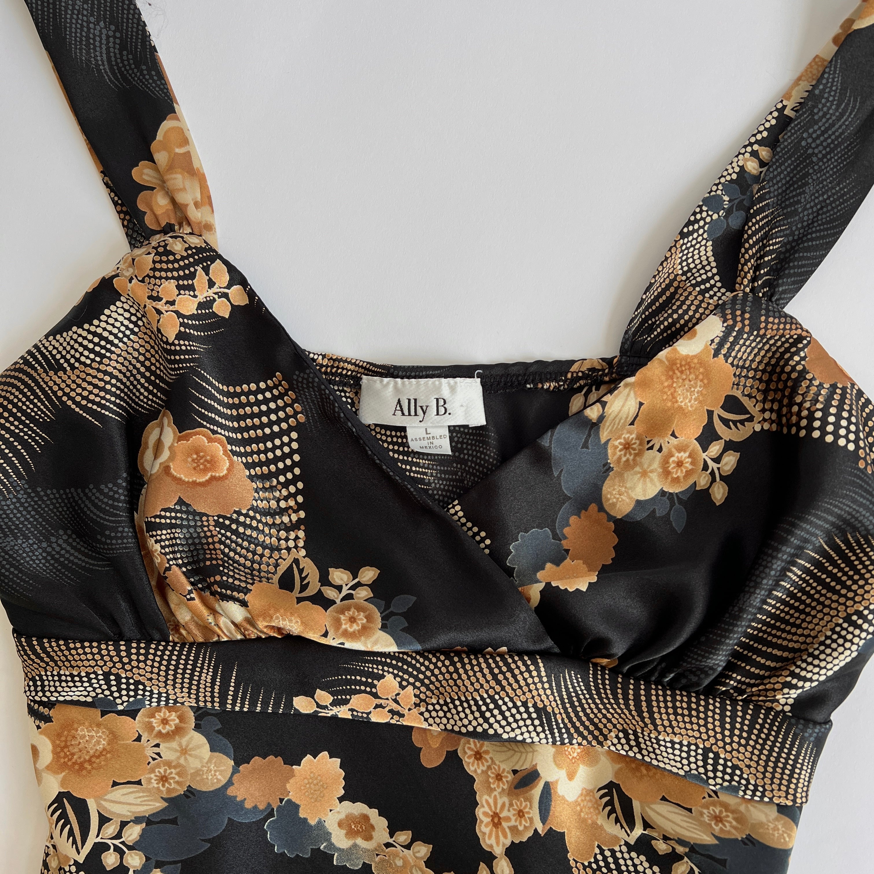 Y2K floral satin babydoll tank - L