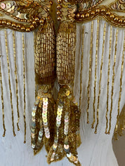 Vintage gold Glass Beaded Fringe & Sequin Shrug