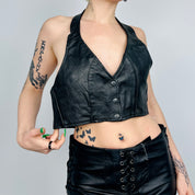 Deadstock Leather Halter Vest Top