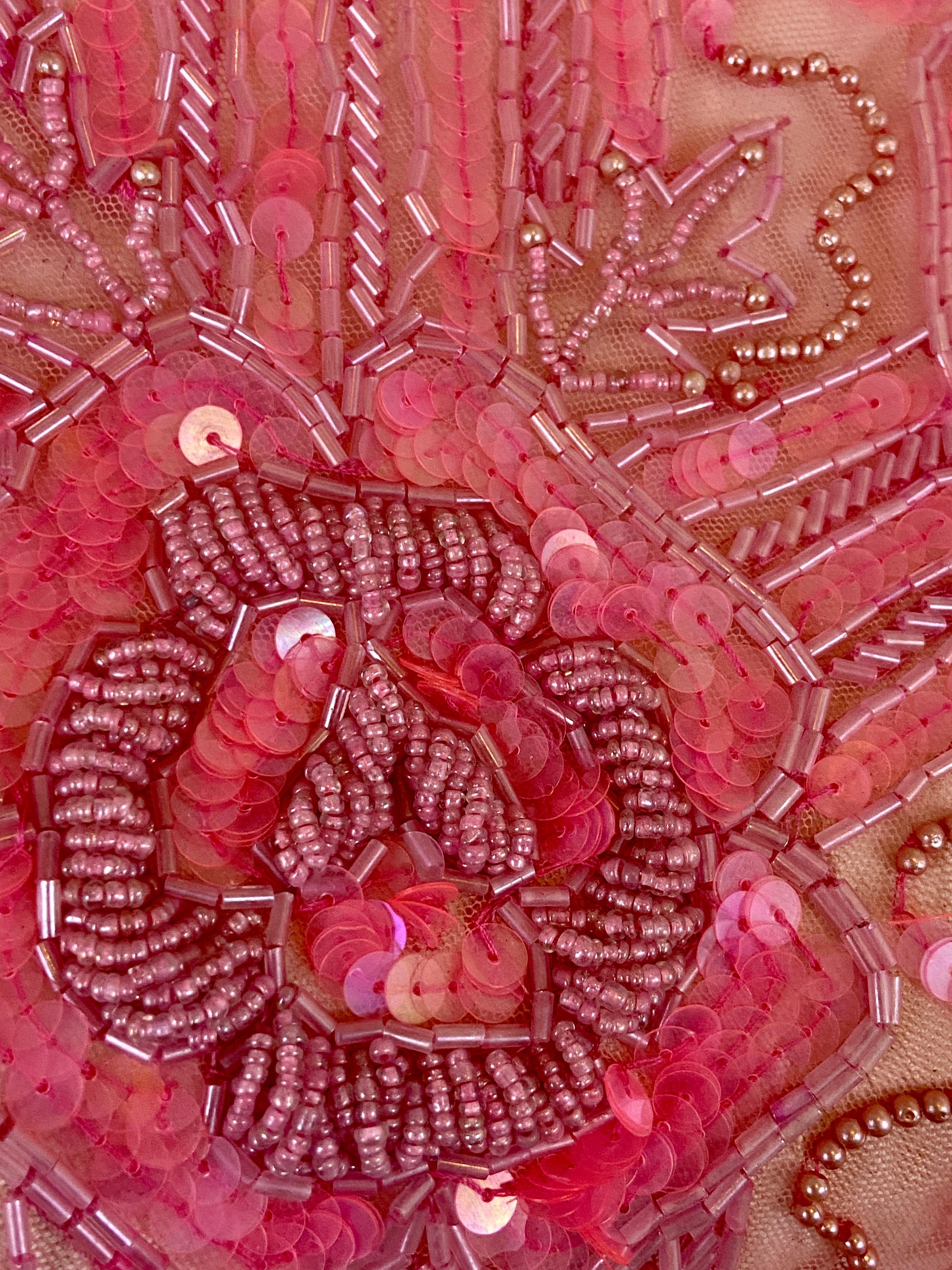 Pink Glass Beaded Fringe & Sequin Shrug
