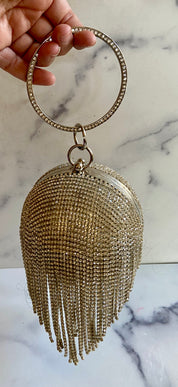 ROUND RHINESTONE silver party bag