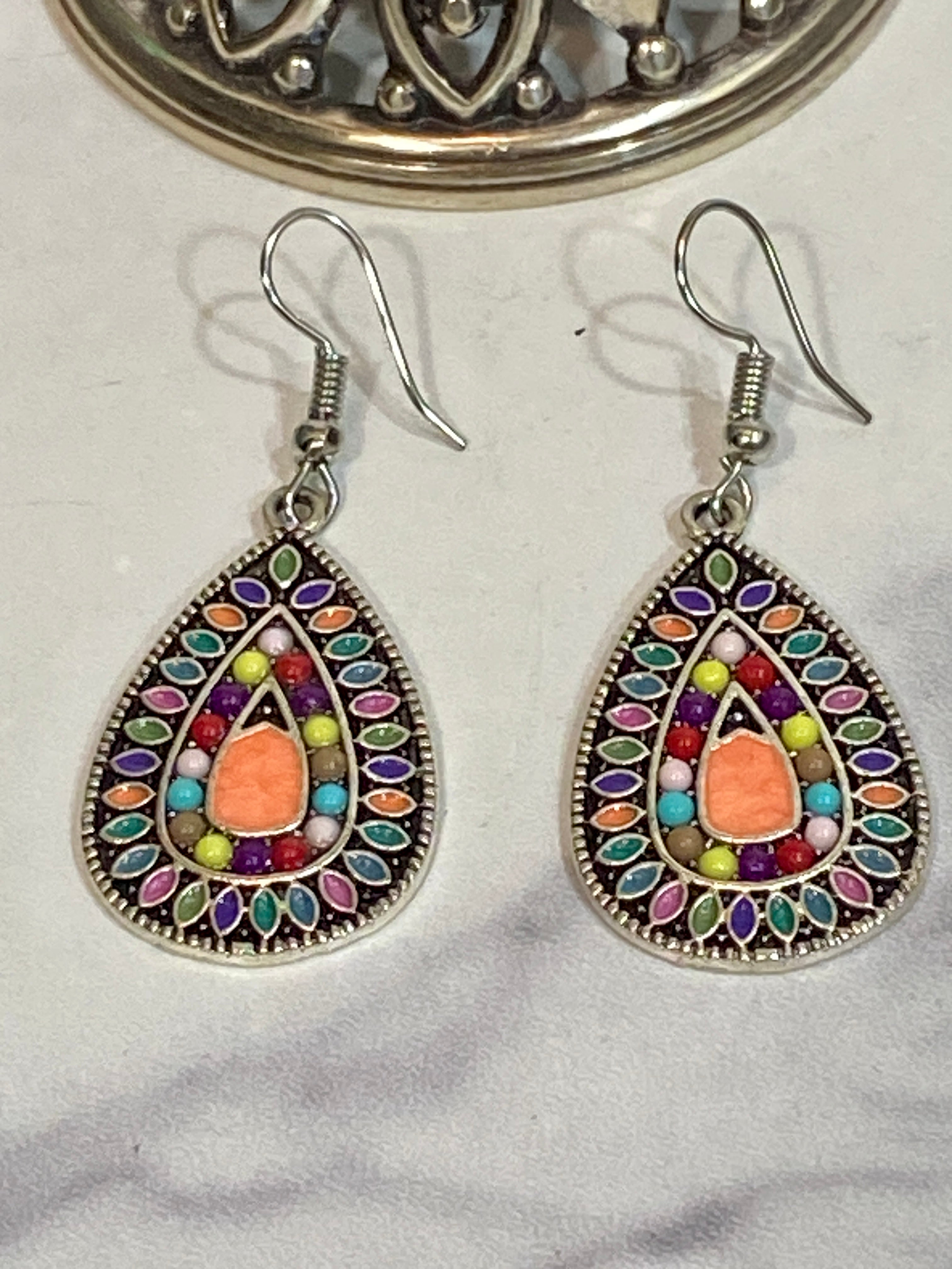 Colorful festival teardrop earring
