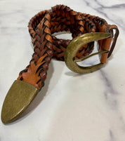 Brown braided leather belt