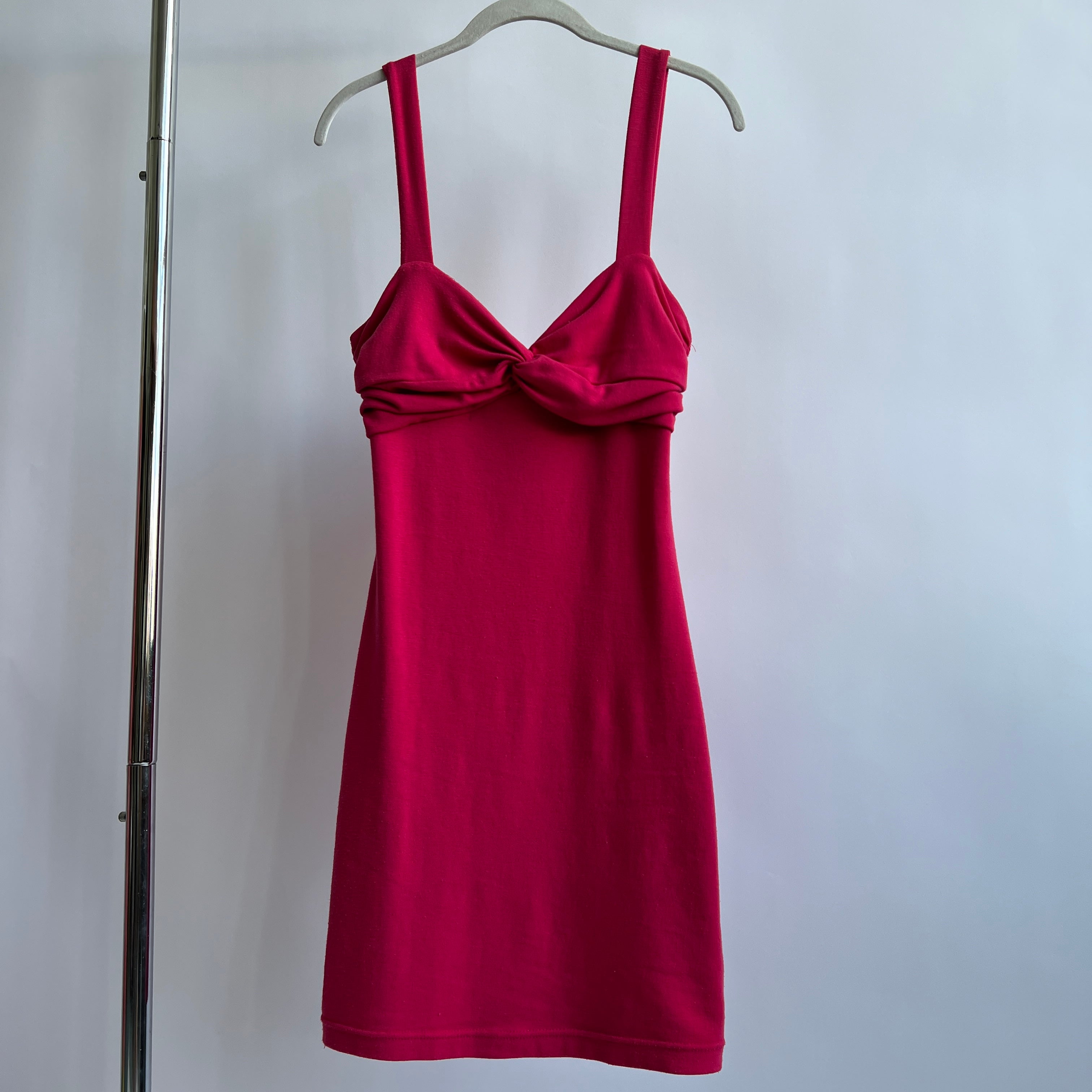 Vintage 90s hot pink knit mini dress - S/M