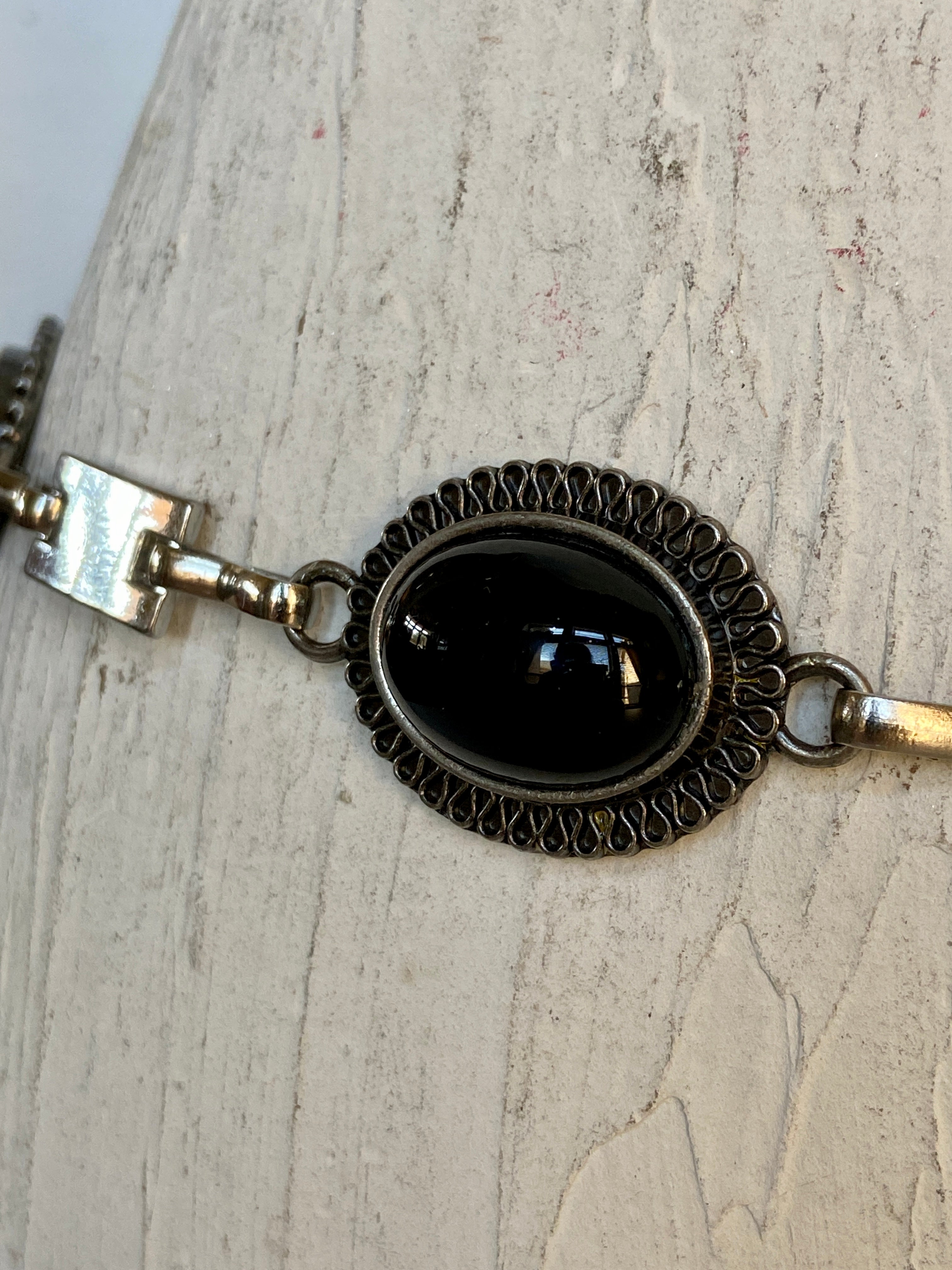Black and vintage silver belt