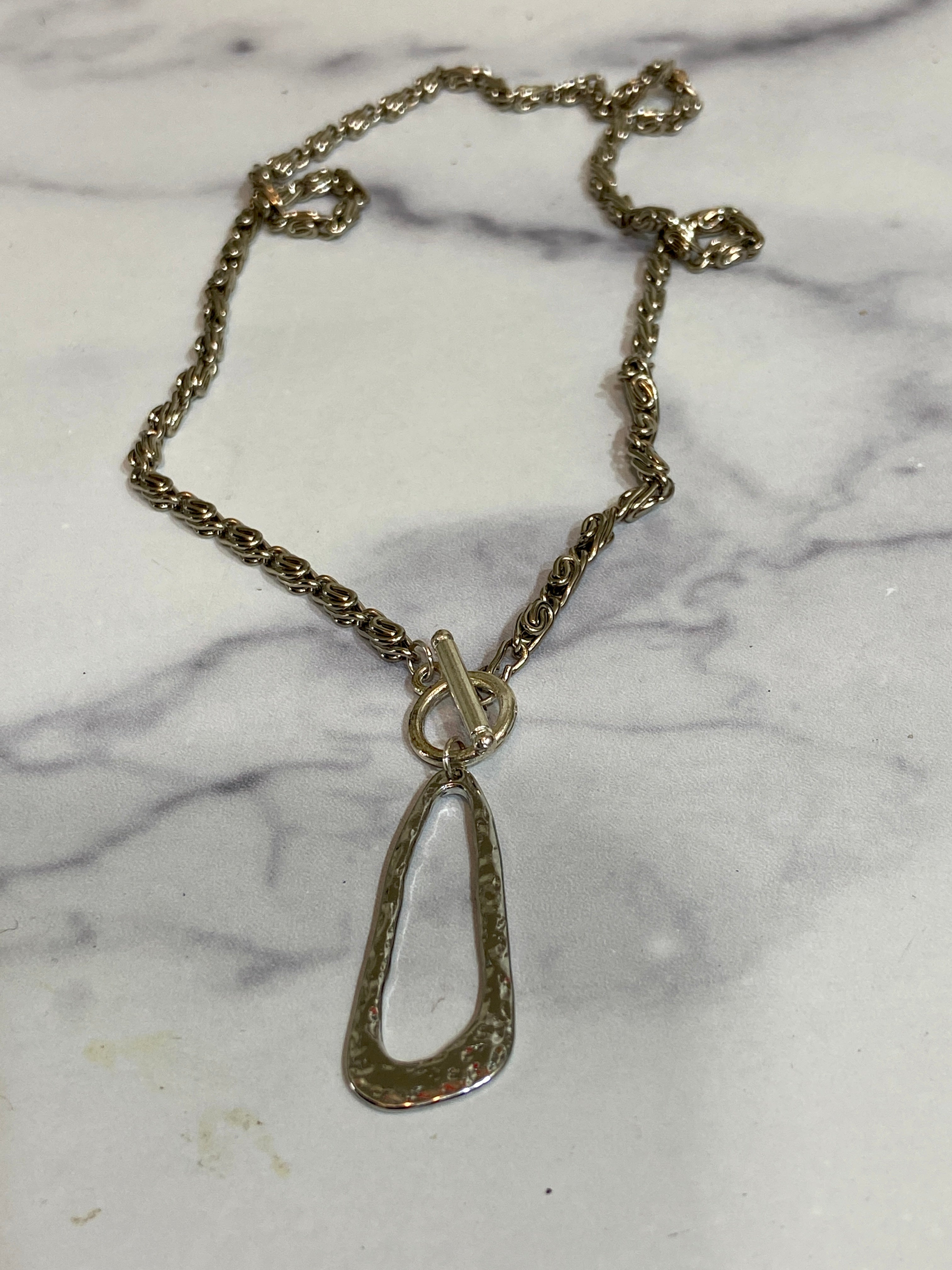 Hammered Silver necklace tone