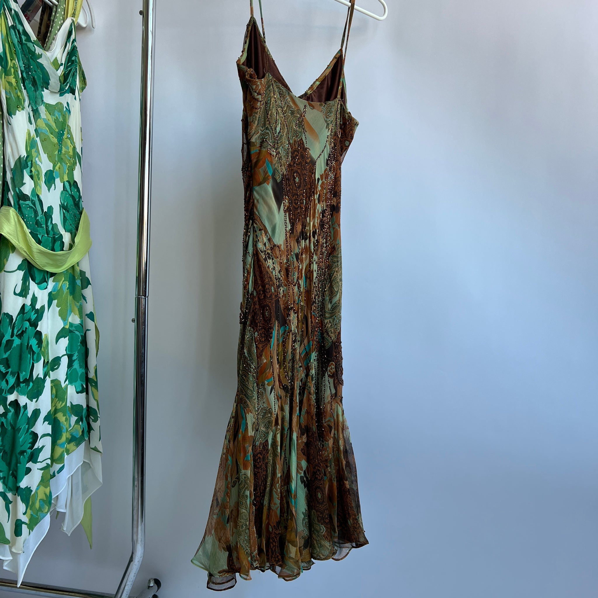 Vintage silk print beaded fairy dress + scarf