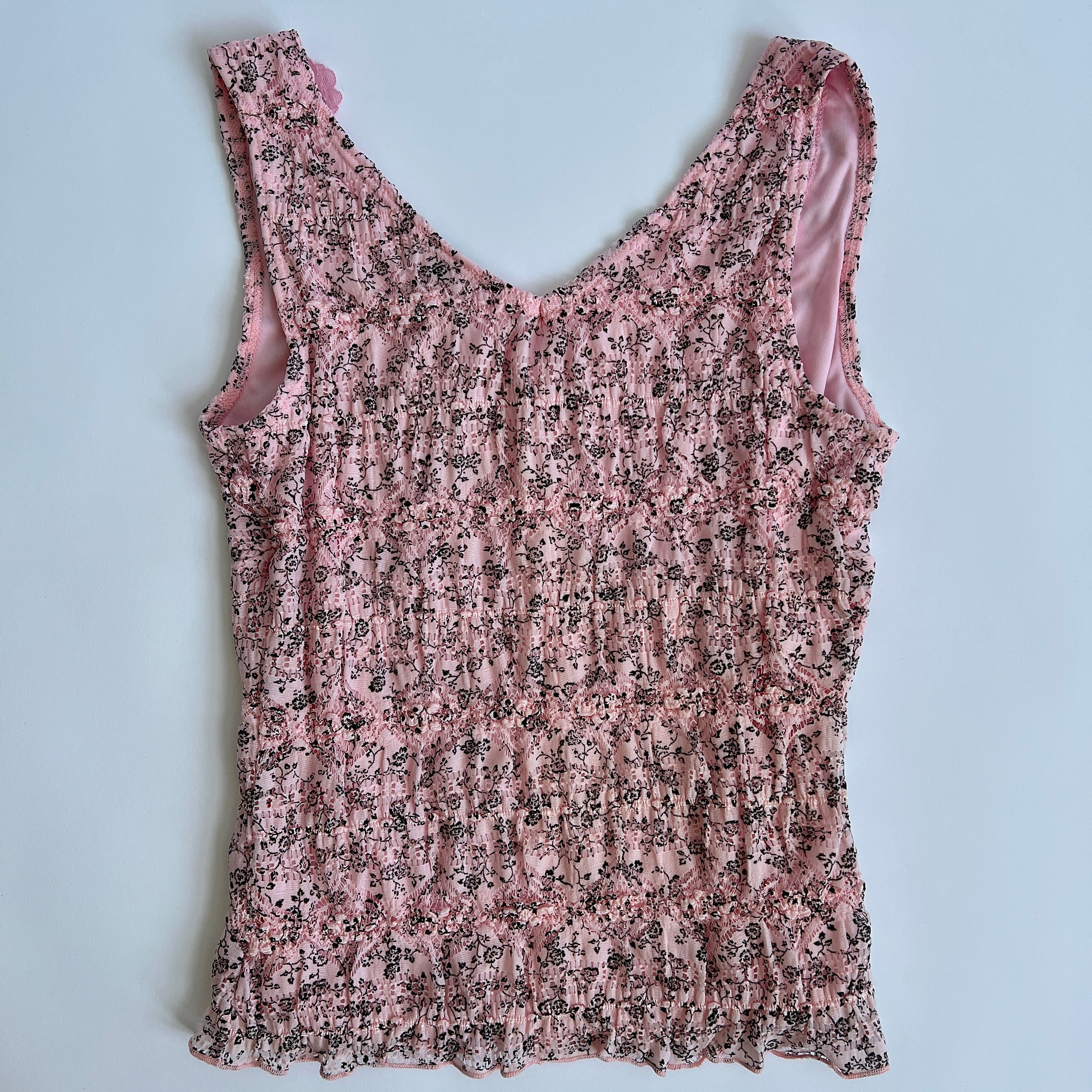 Y2K deadstock floral hook front top - M