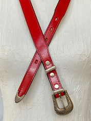 3-D red leather belt