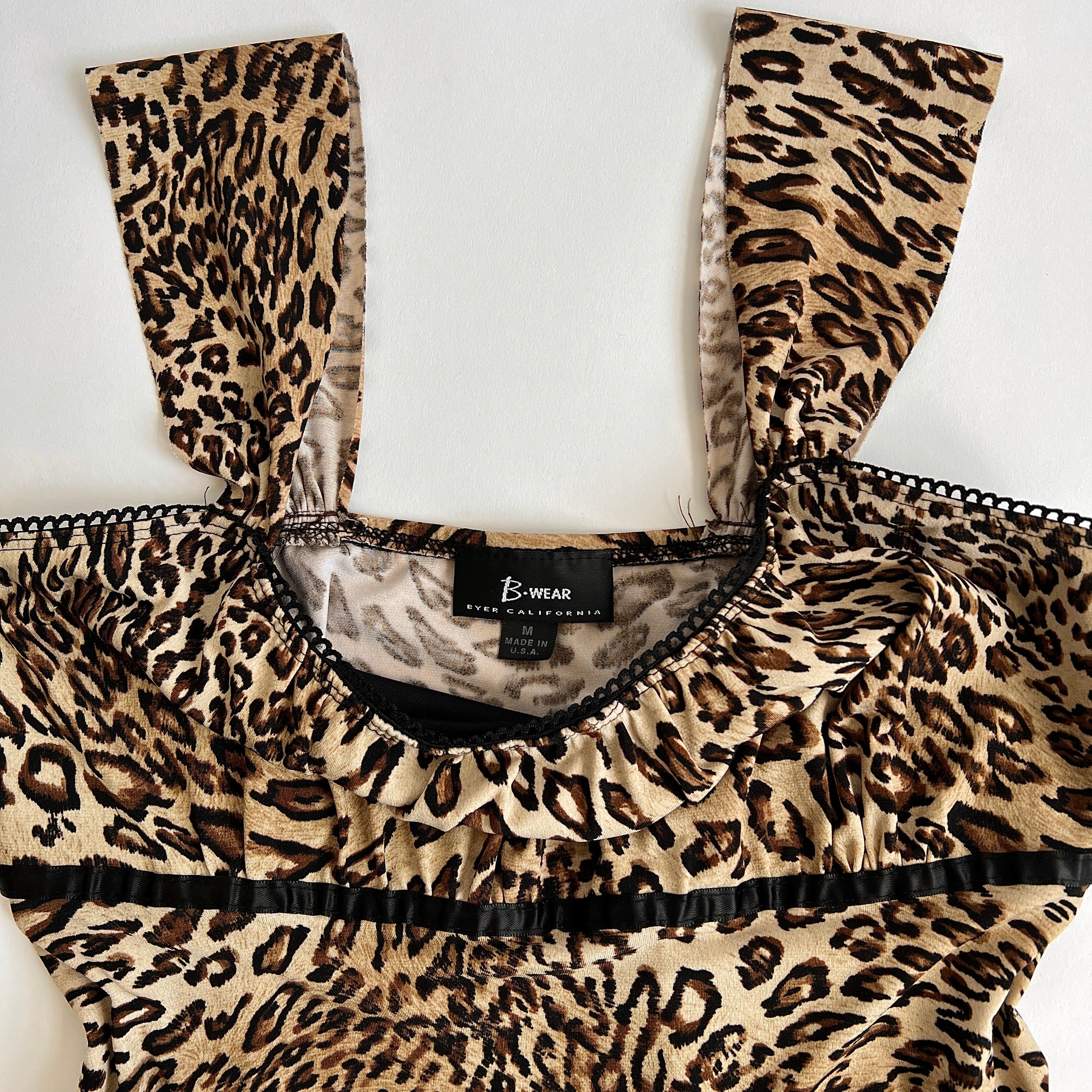 Y2K leopard babydoll top - L