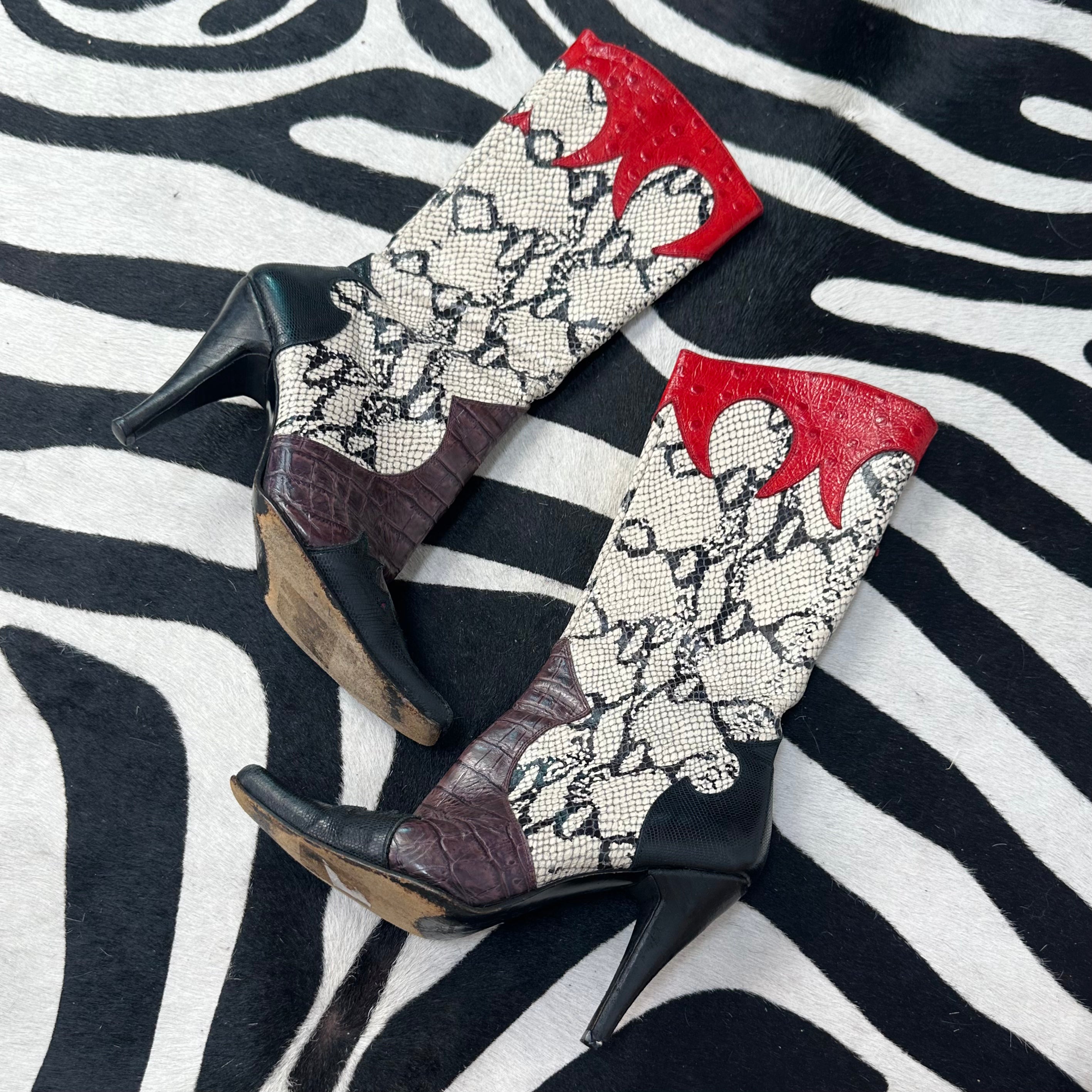 Vintage Snakeskin Bebe Boots (Size 8)
