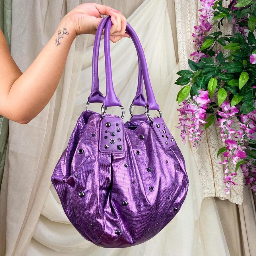 Y2K Metallic Studded Hobo Bag 💜☠️ — Holy Thrift