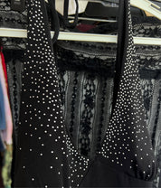 Y2K Black studded halter midi dress - S/M