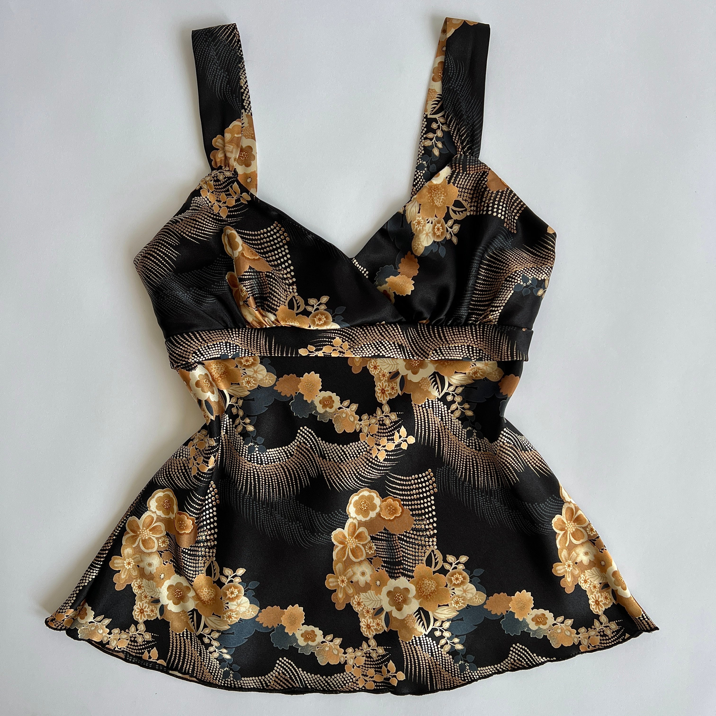 Y2K floral satin babydoll tank - L