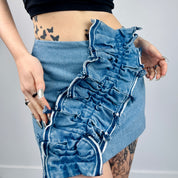 Oversized Bow Denim Miniskirt (S)