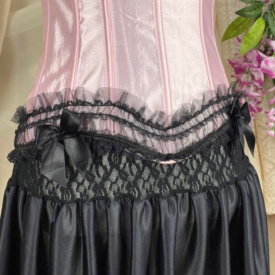 Y2K Baby Pink Satin Corset (XS/S)