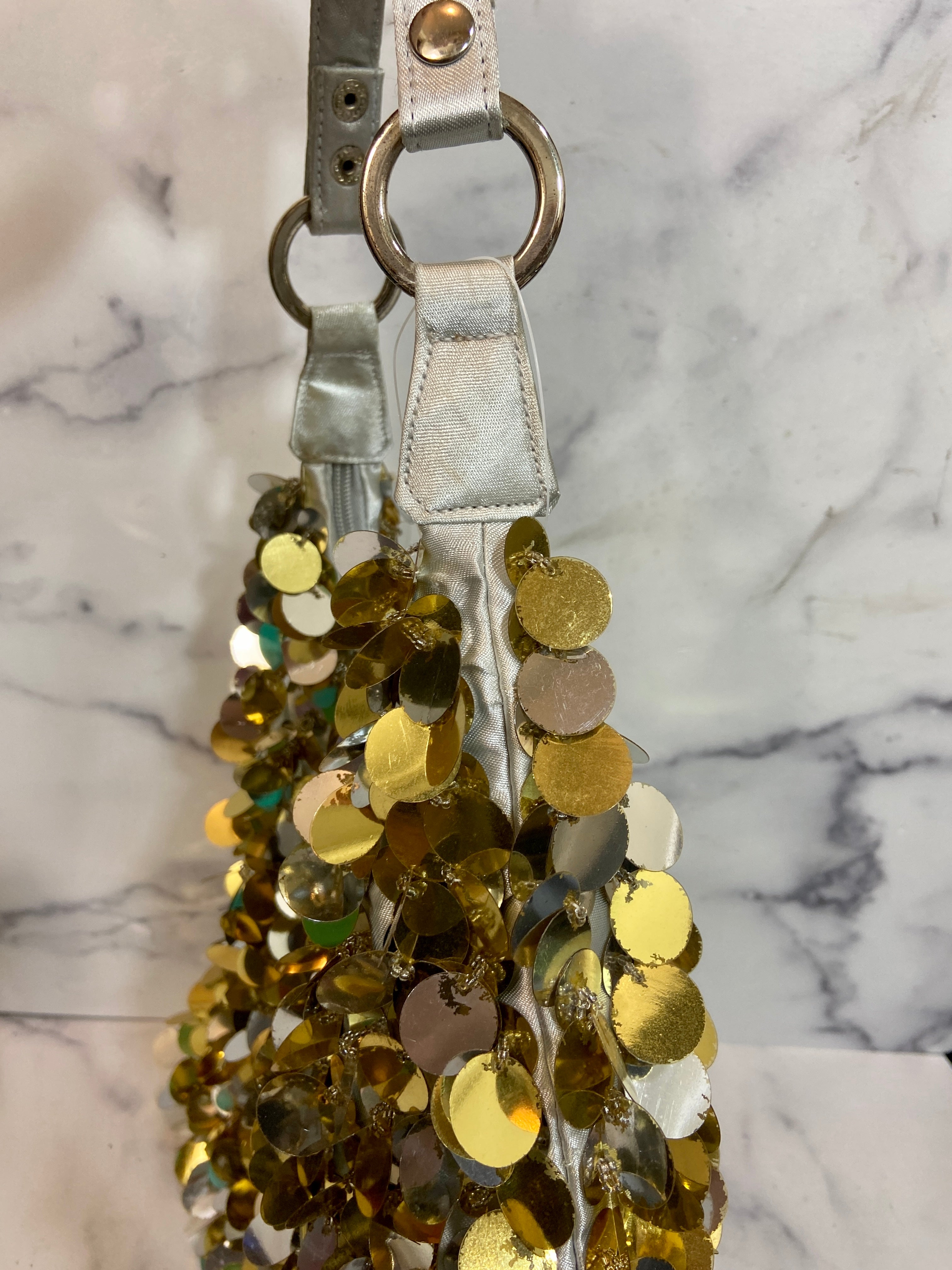 Sequined purse  gold and silver