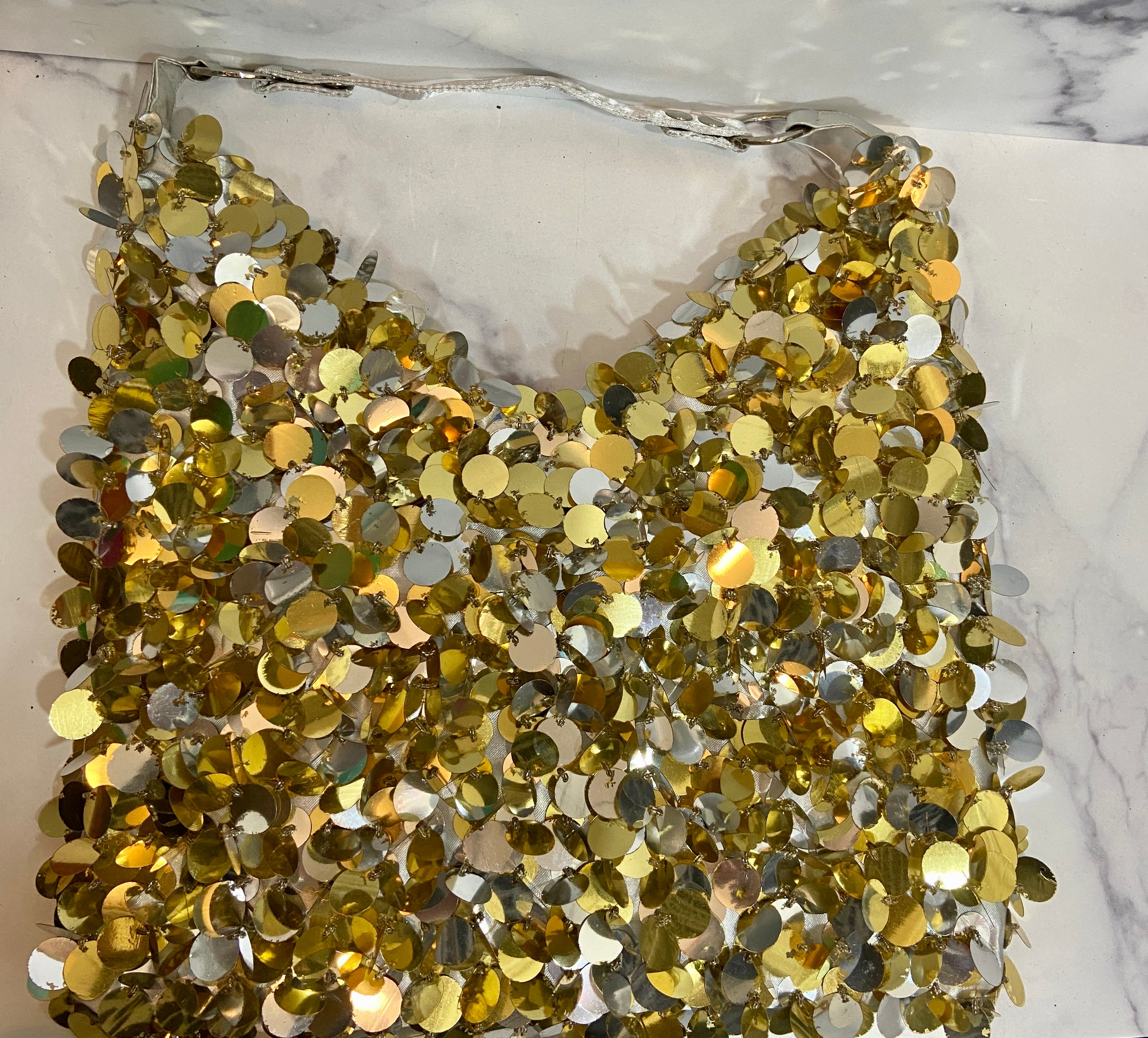 Sequined purse  gold and silver