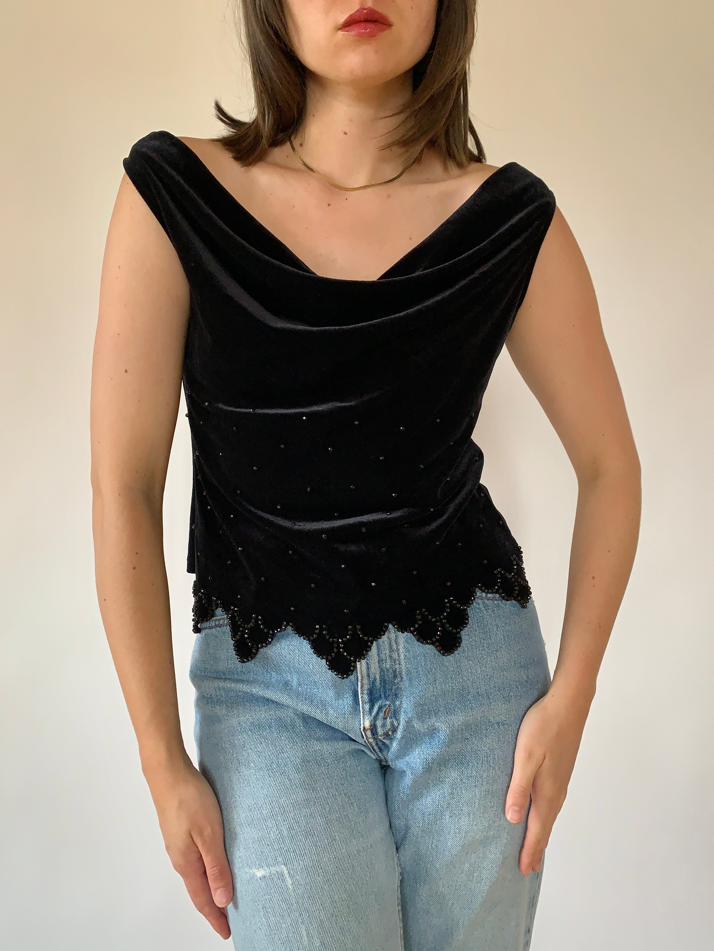 Vintage 1990s Velvet Tank - Medium