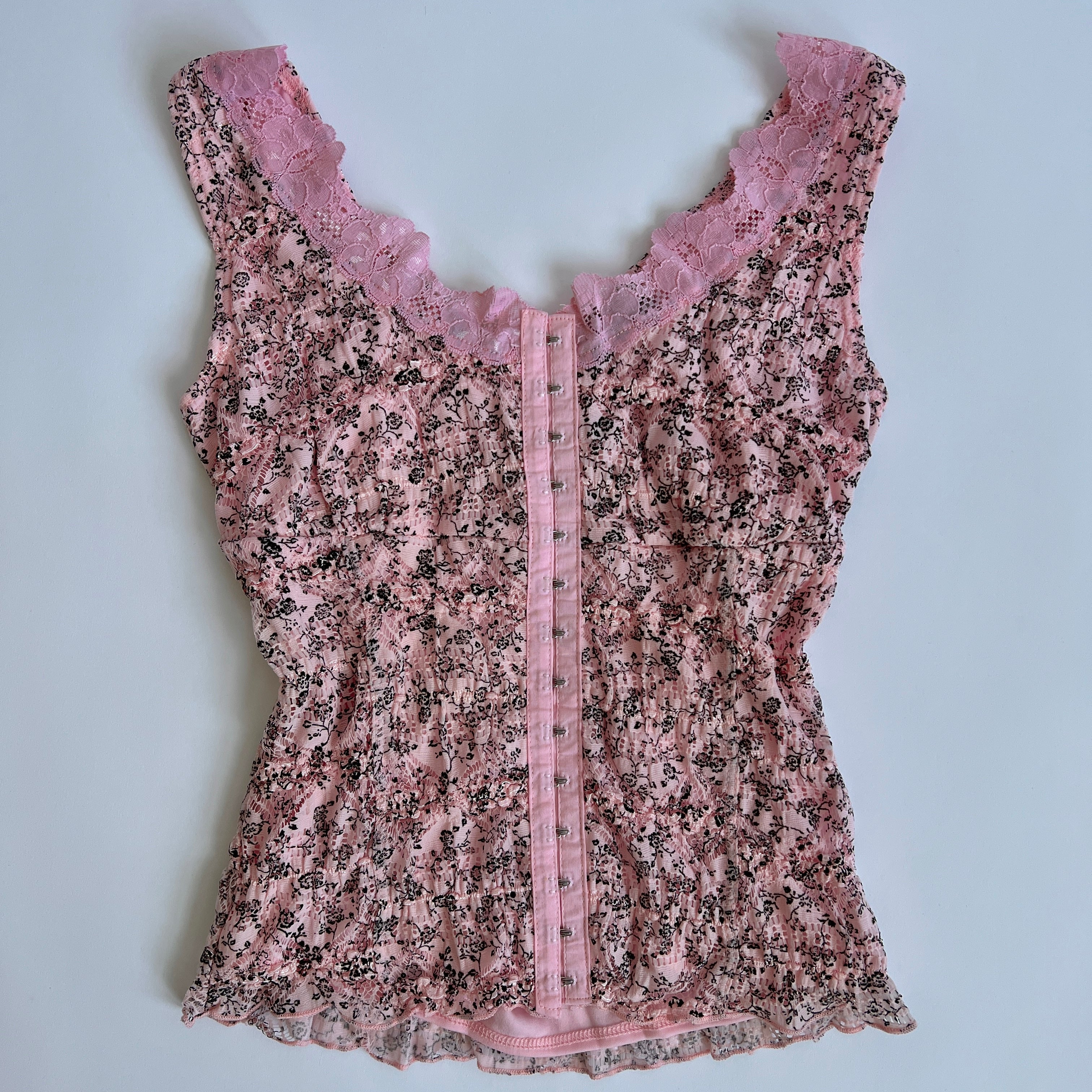 Y2K deadstock floral hook front top - M