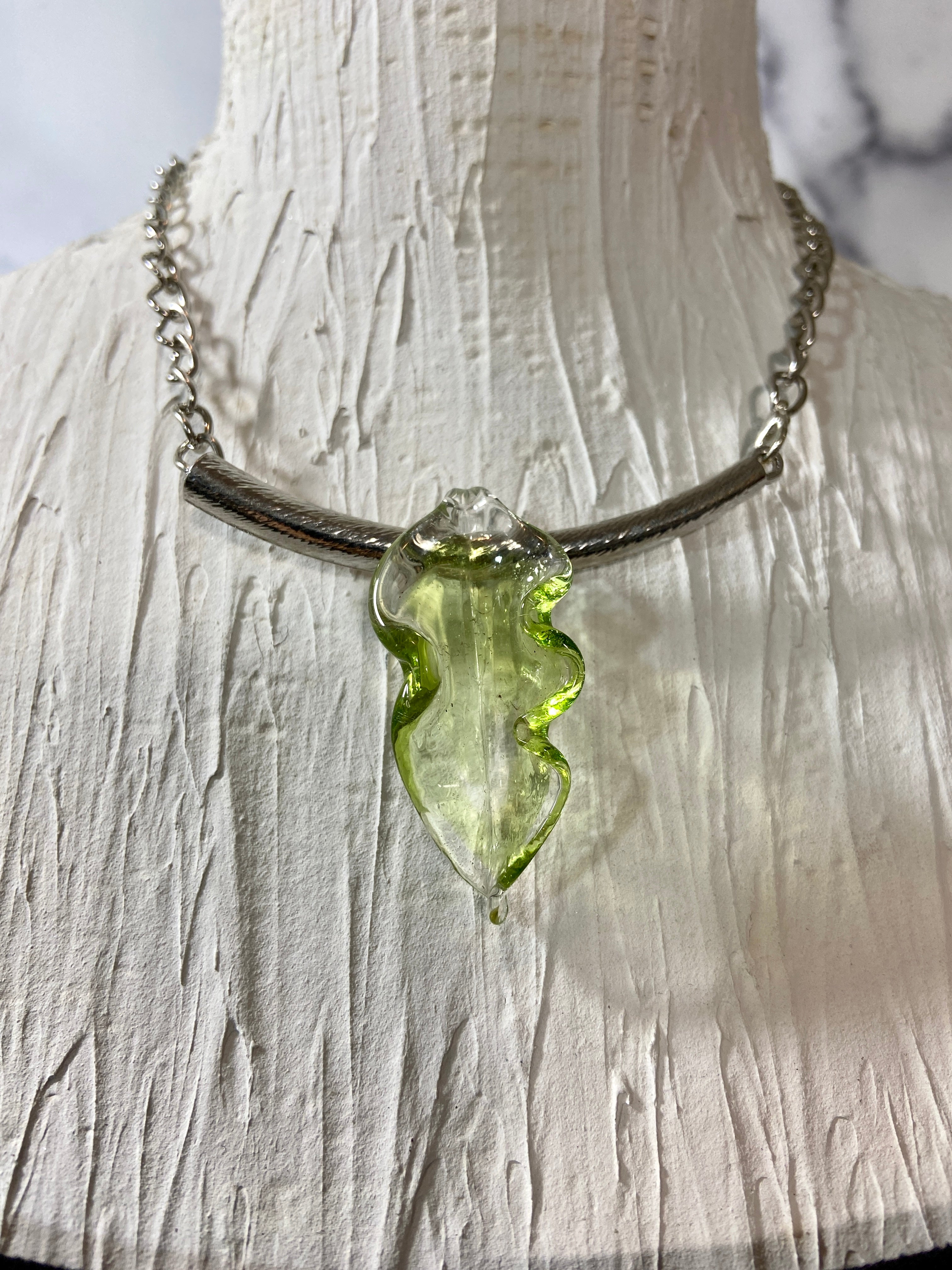 Green glass leaf