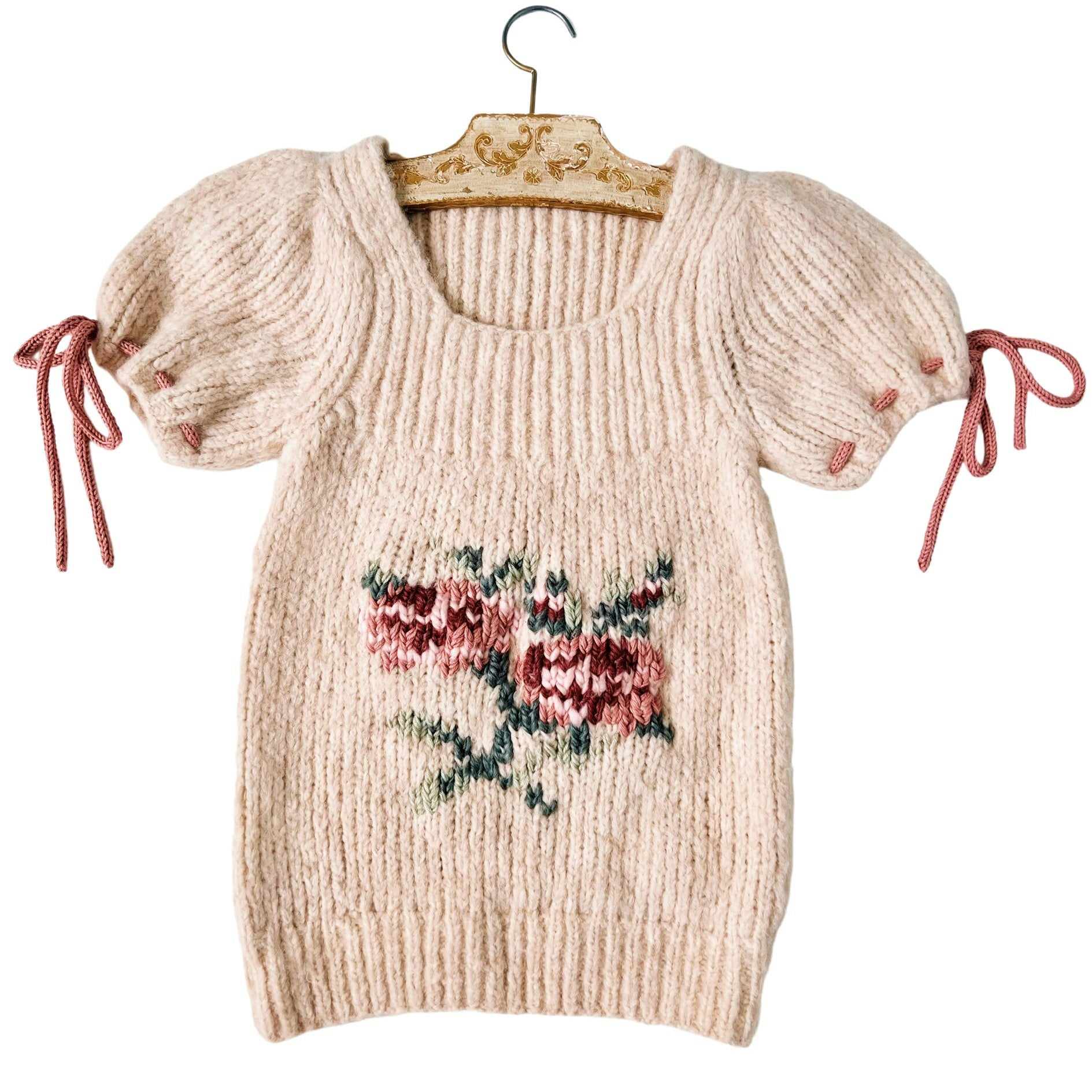 Hand Stitched Floral Sweater Top (XS/S)