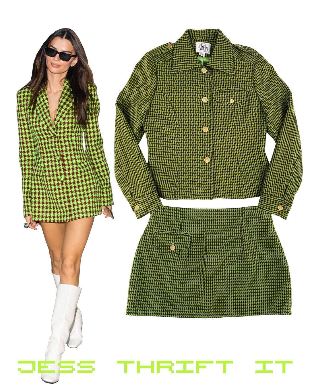 Green Plaid Suit Set (M)