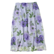 80s Floral Print Organza Maxi Skirt (M/L)