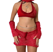 Red mini skirt & Gloves (XS-XL)