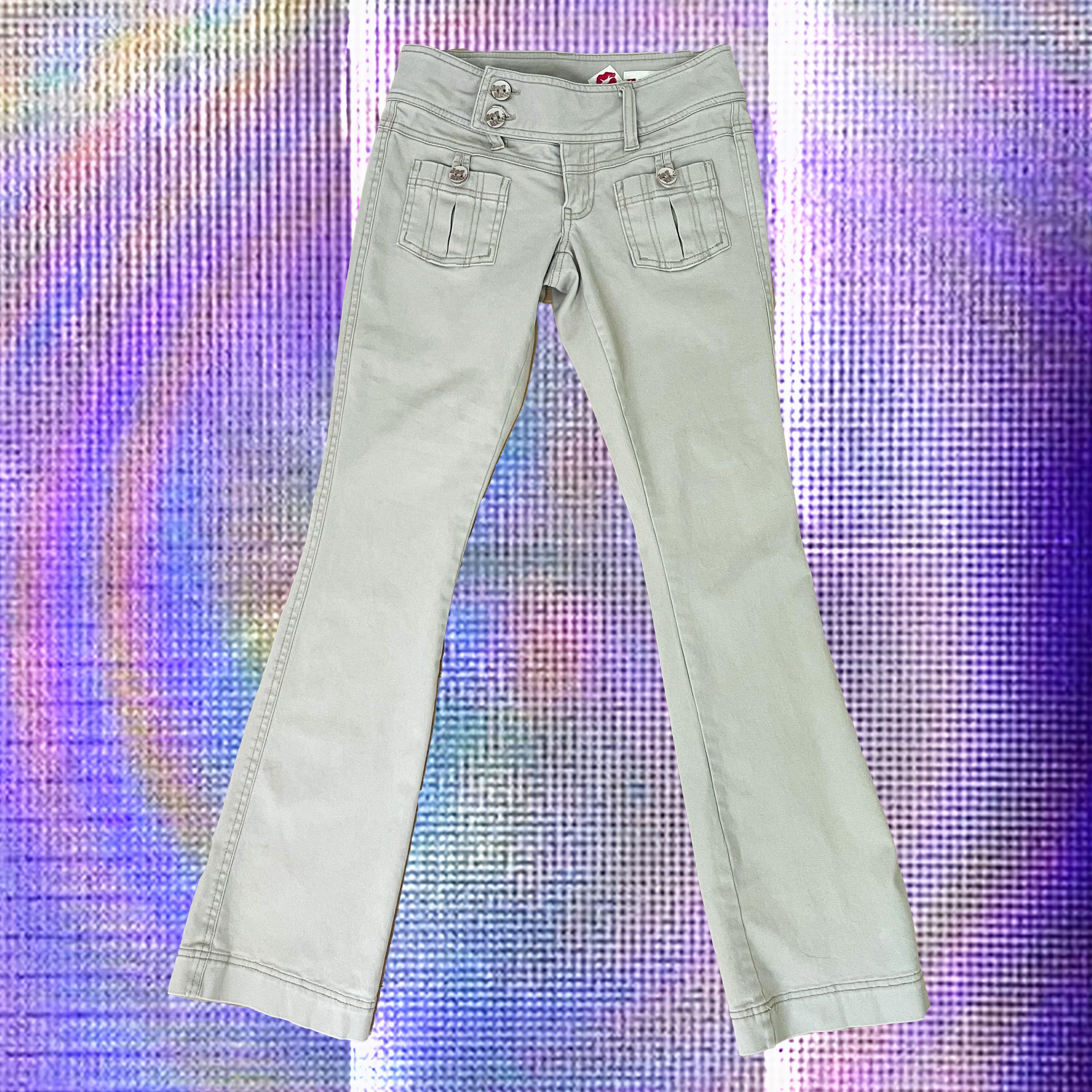 Tan Y2K Low Rise Flare Pants